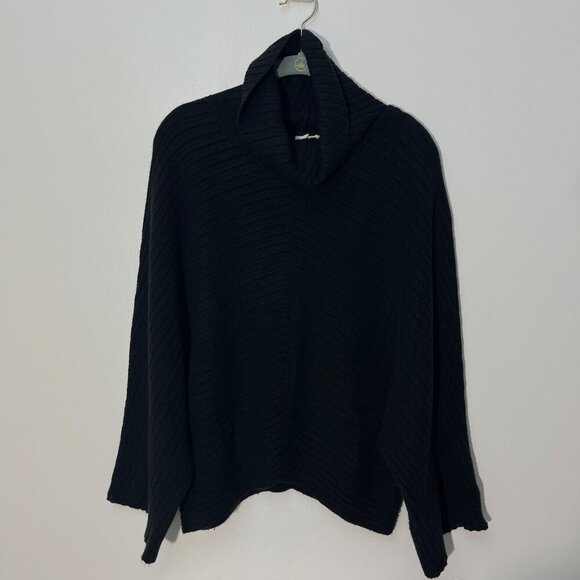 Anthropologie Moth  Black Ribbed Dolan Sleeve Turtle Neck‎ Sweater Size M - Picture 1 of 9